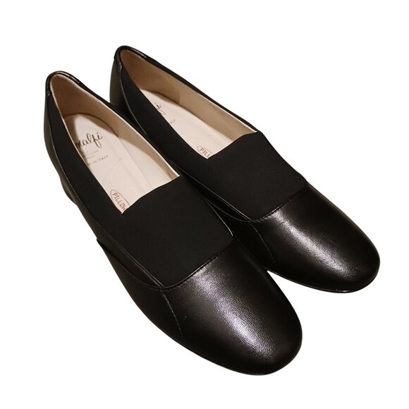 NEW Amalfi Recanati Block Heel Round Toe Leather Pumps‎ in Black, Size 7.5 SS - Picture 5 of 10